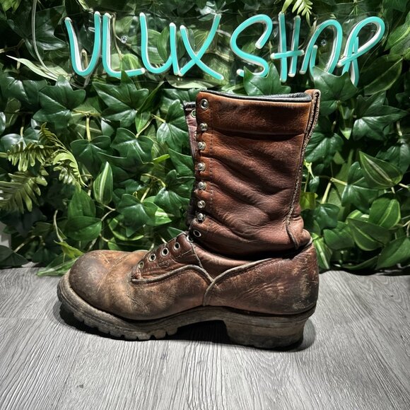 VTG Red Wing Logger Work Boots sz 9 US Brown Leather Vibram Soles Soft Toe main image 7